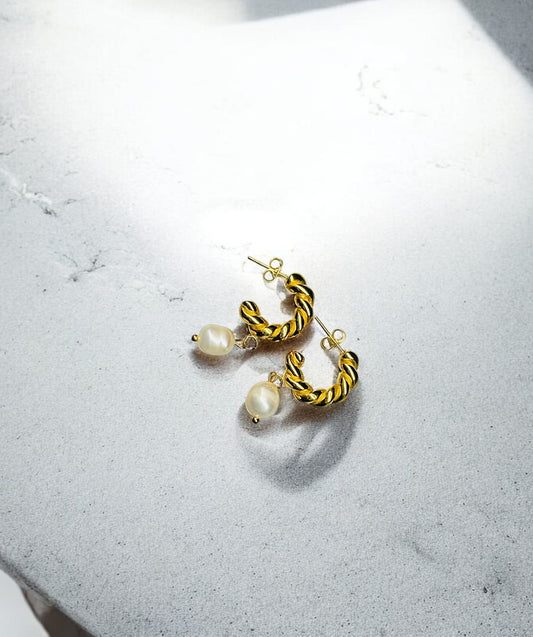 Emma - Yves Gold and Pearl Earrings